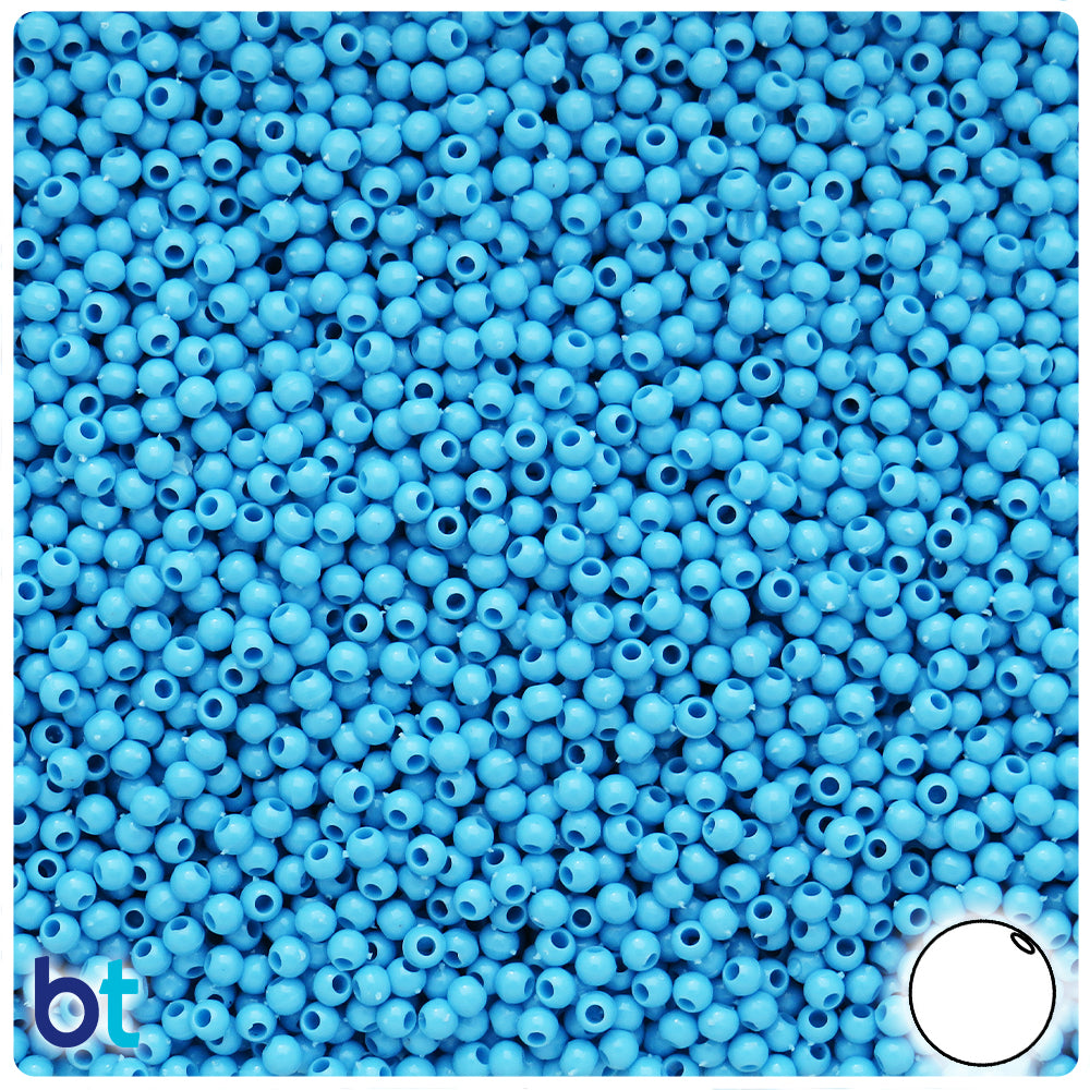 Baby Blue Opaque 3mm Round Plastic Beads (28g)