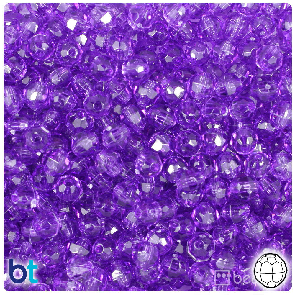 Amethyst Transparent 6mm Faceted Round Plastic Beads (600pcs)