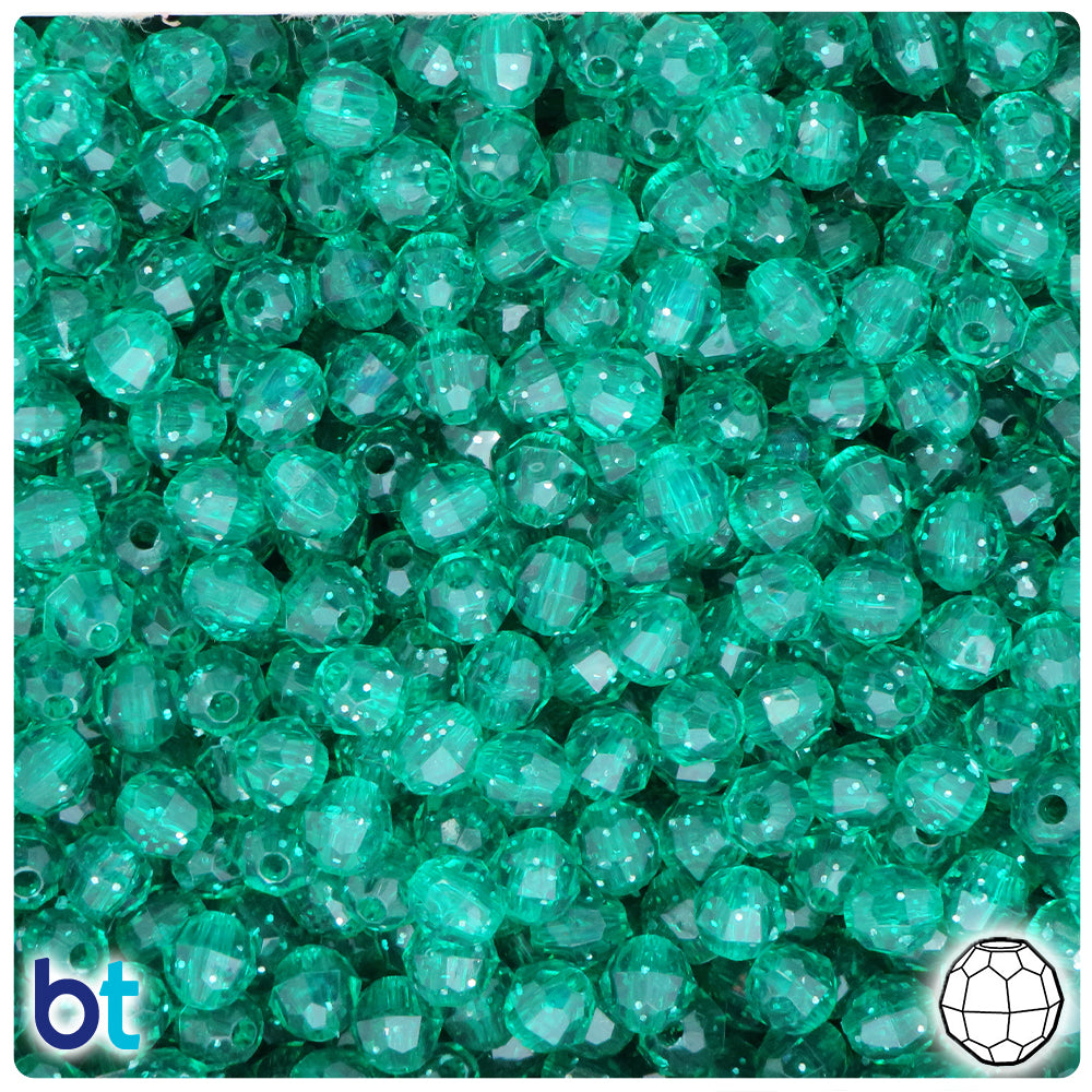 Emerald Sparkle 6mm Faceted Round Plastic Beads (600pcs)