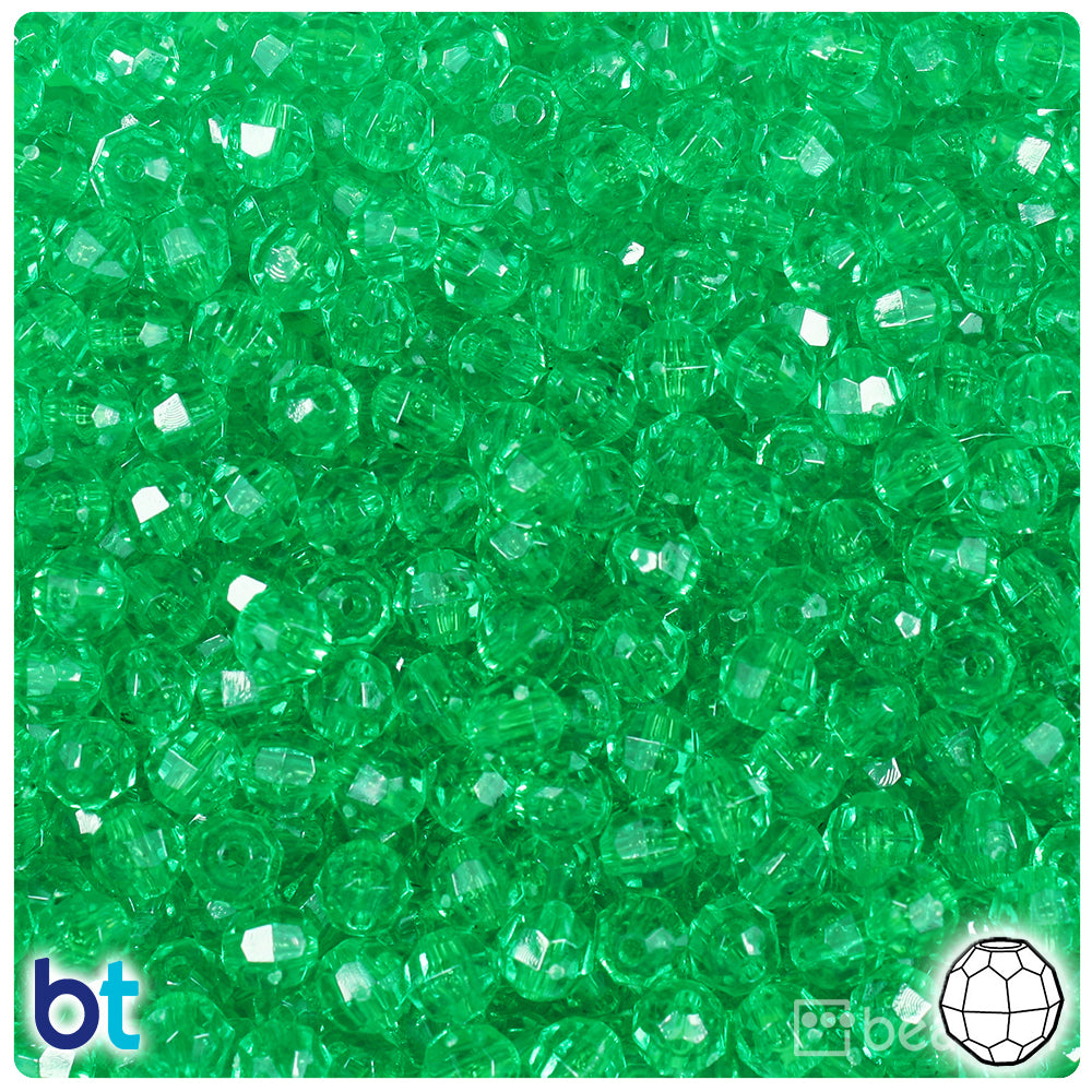 Mint Transparent 6mm Faceted Round Plastic Beads (600pcs)