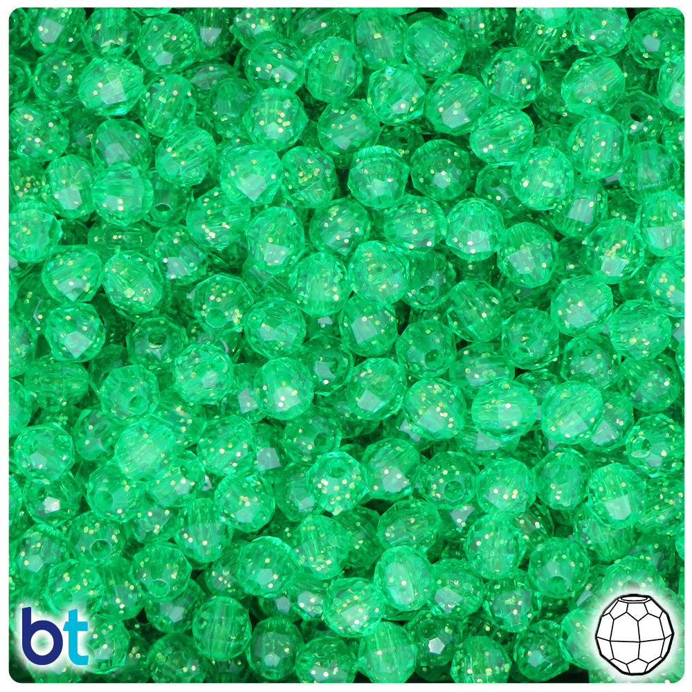 Mint Sparkle 6mm Faceted Round Plastic Beads (600pcs)