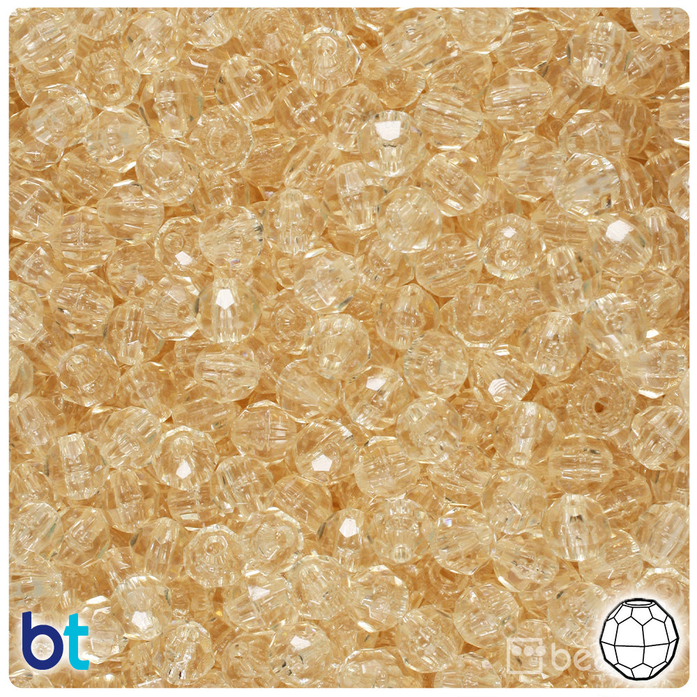 Champagne Transparent 6mm Faceted Round Plastic Beads (600pcs)