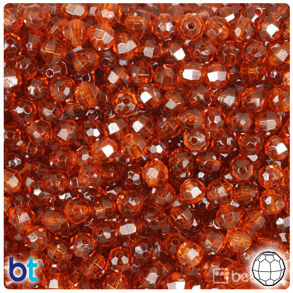 Root Beer Transparent 6mm Faceted Round Plastic Beads (600pcs)