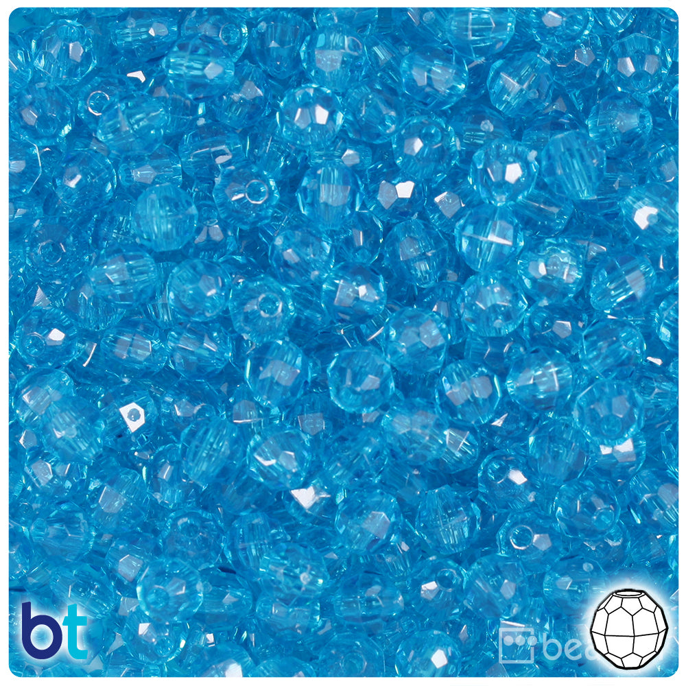 Turquoise Transparent 6mm Faceted Round Plastic Beads (600pcs)