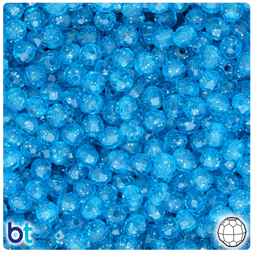 Turquoise Sparkle 6mm Faceted Round Plastic Beads (600pcs)