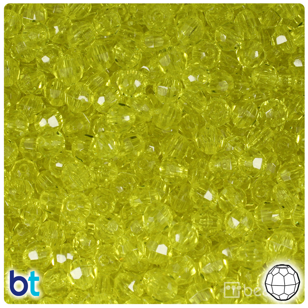 Yellow Transparent 6mm Faceted Round Plastic Beads (600pcs)