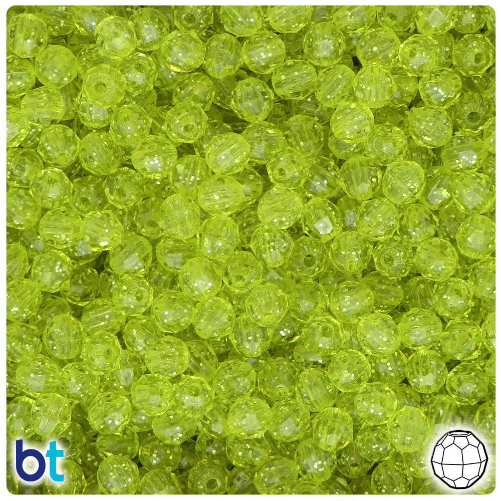 Yellow Sparkle 6mm Faceted Round Plastic Beads (600pcs)