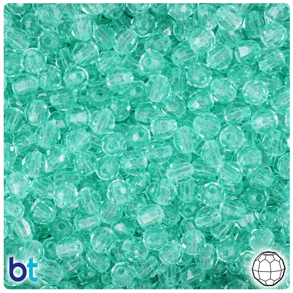 Green Aqua Transparent 6mm Faceted Round Plastic Beads (600pcs)
