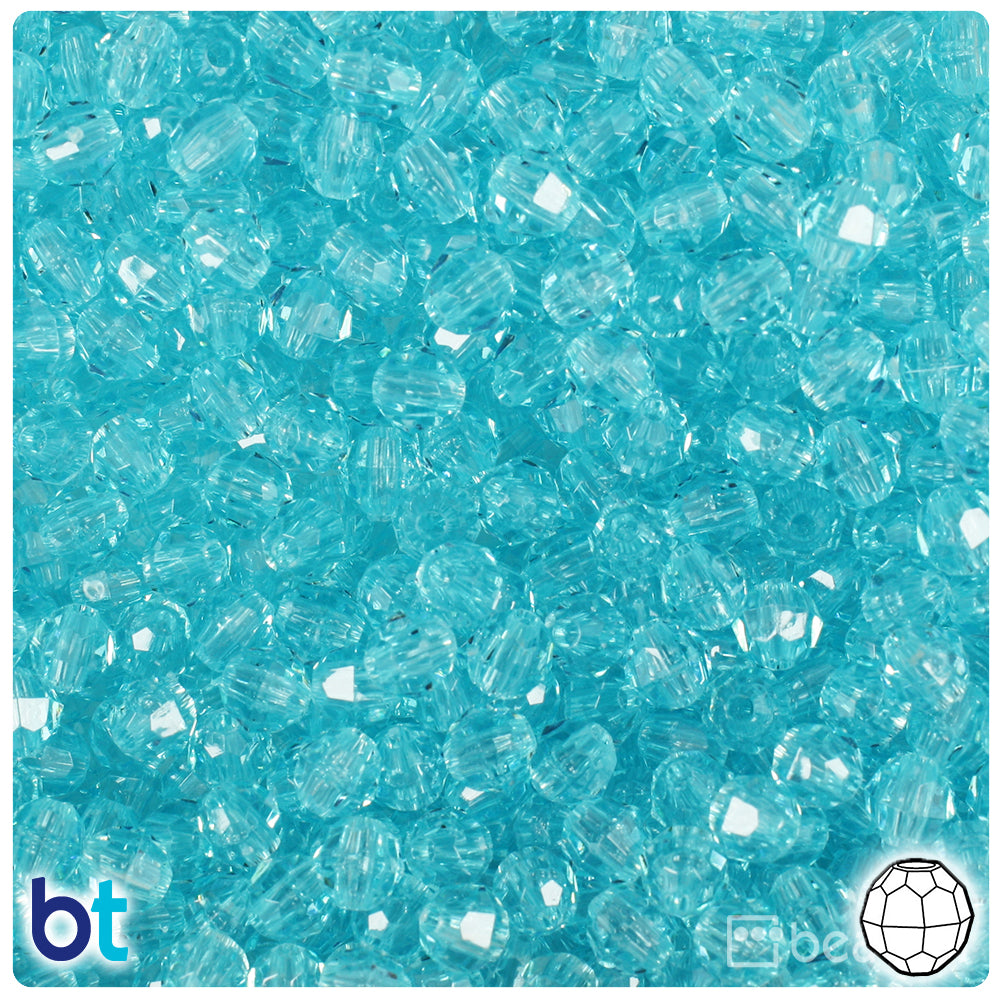 Light Turquoise Transparent 6mm Faceted Round Plastic Beads (600pcs)