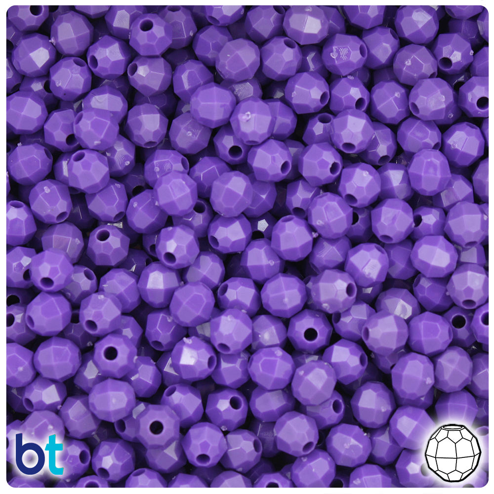 Dark Lilac Opaque 6mm Faceted Round Plastic Beads (600pcs)