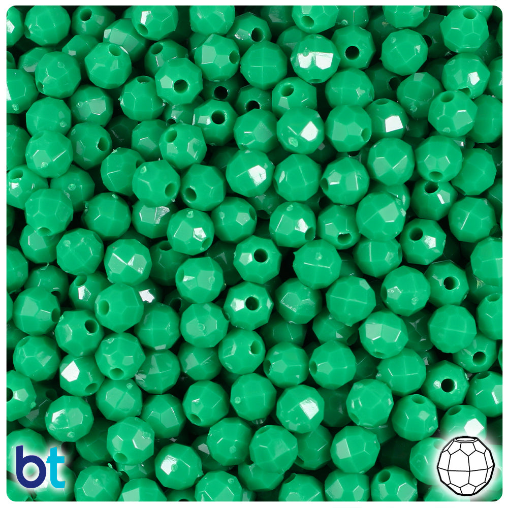 Green Opaque 6mm Faceted Round Plastic Beads (600pcs)