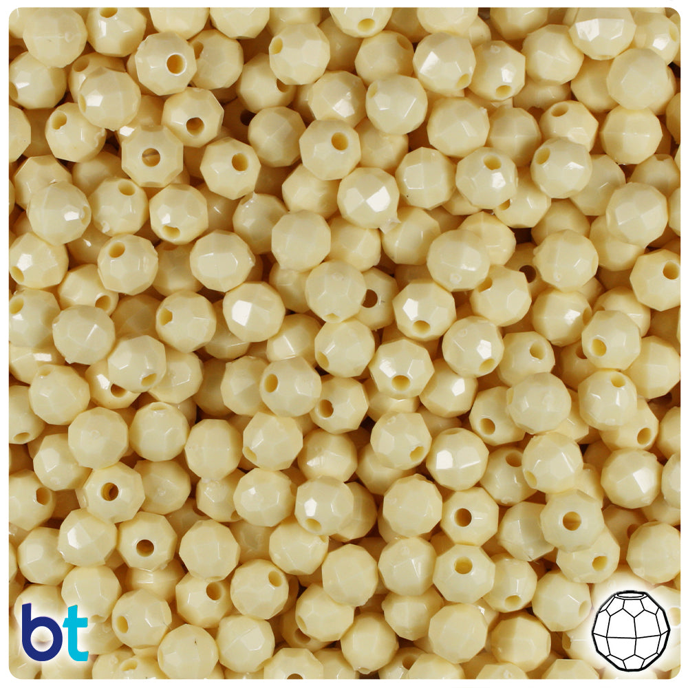 Ivory Opaque 6mm Faceted Round Plastic Beads (600pcs)