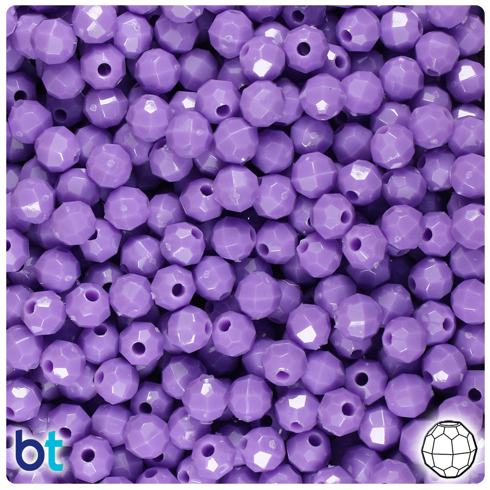 Lilac Opaque 6mm Faceted Round Plastic Beads (600pcs)