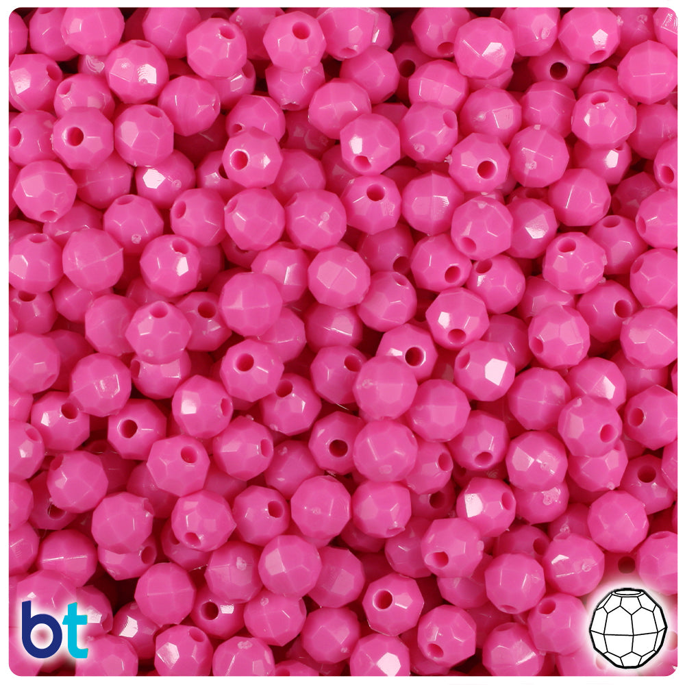 Dark Pink Opaque 6mm Faceted Round Plastic Beads (600pcs)