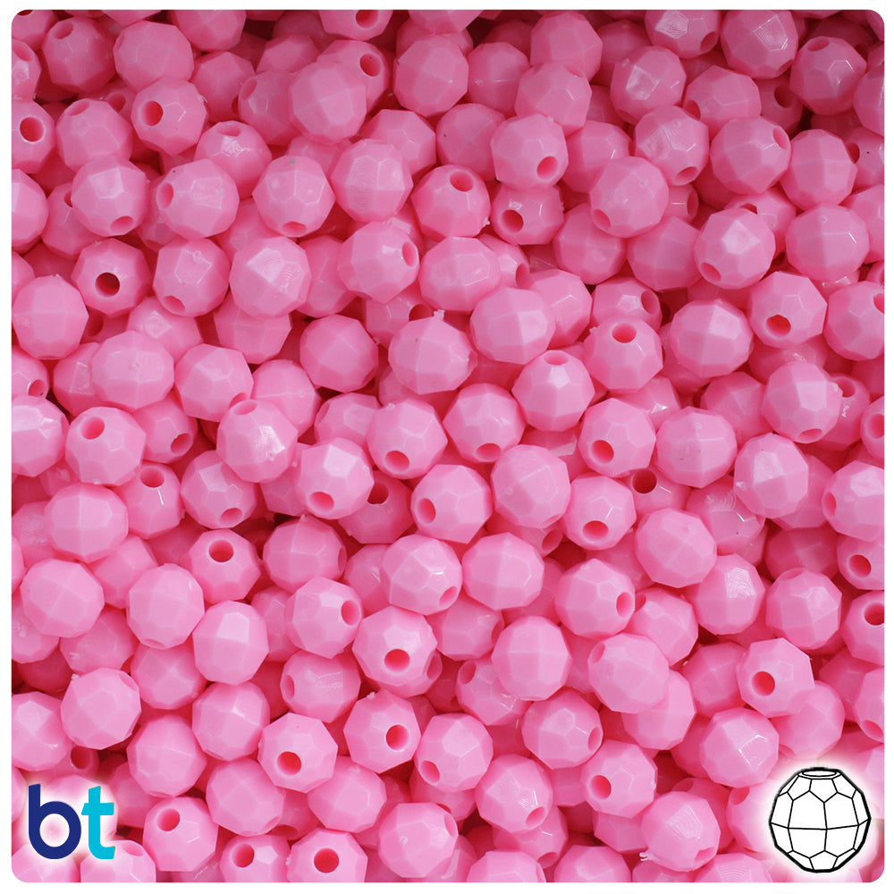 Baby Pink Opaque 6mm Faceted Round Plastic Beads (600pcs)