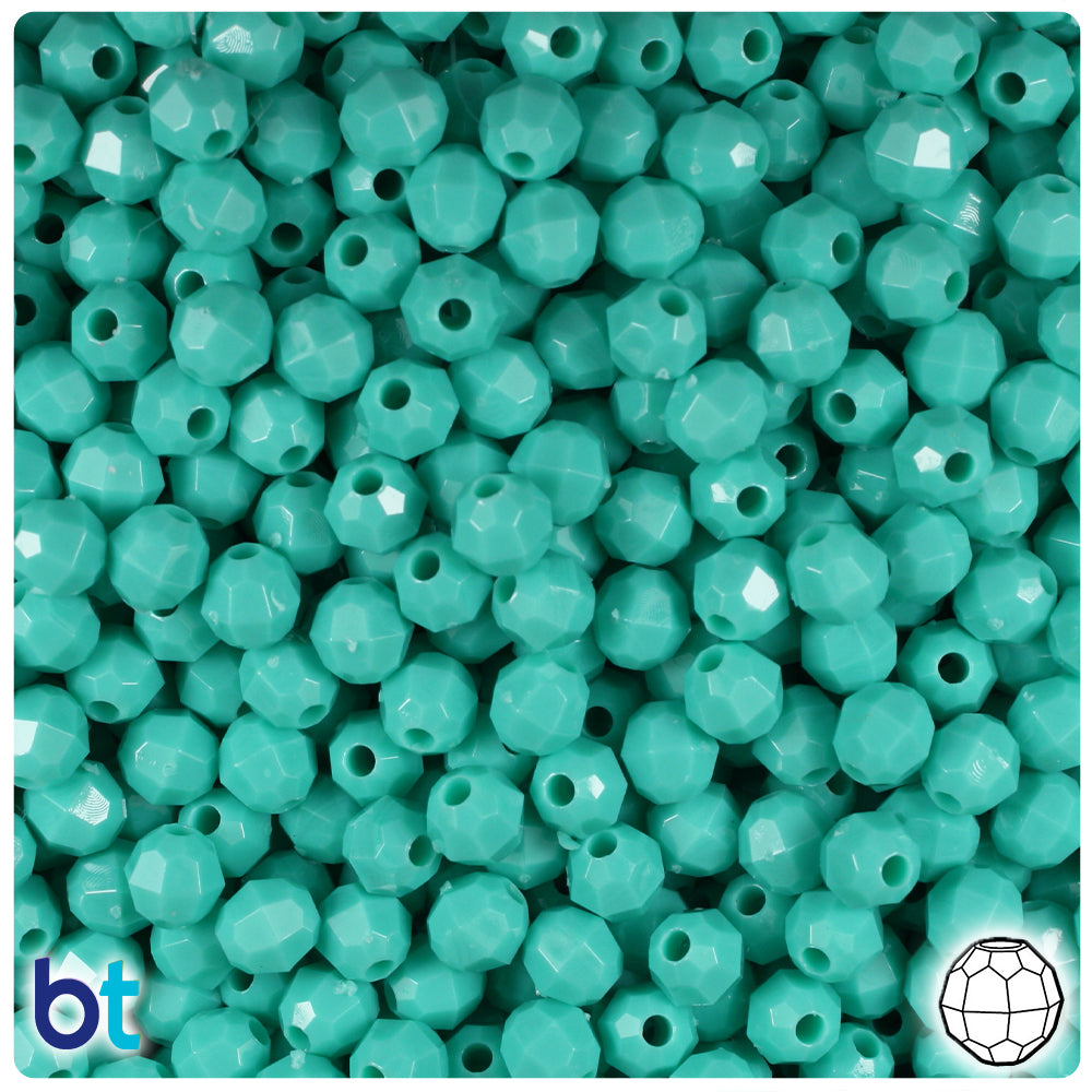 Light Turquoise Opaque 6mm Faceted Round Plastic Beads (600pcs)