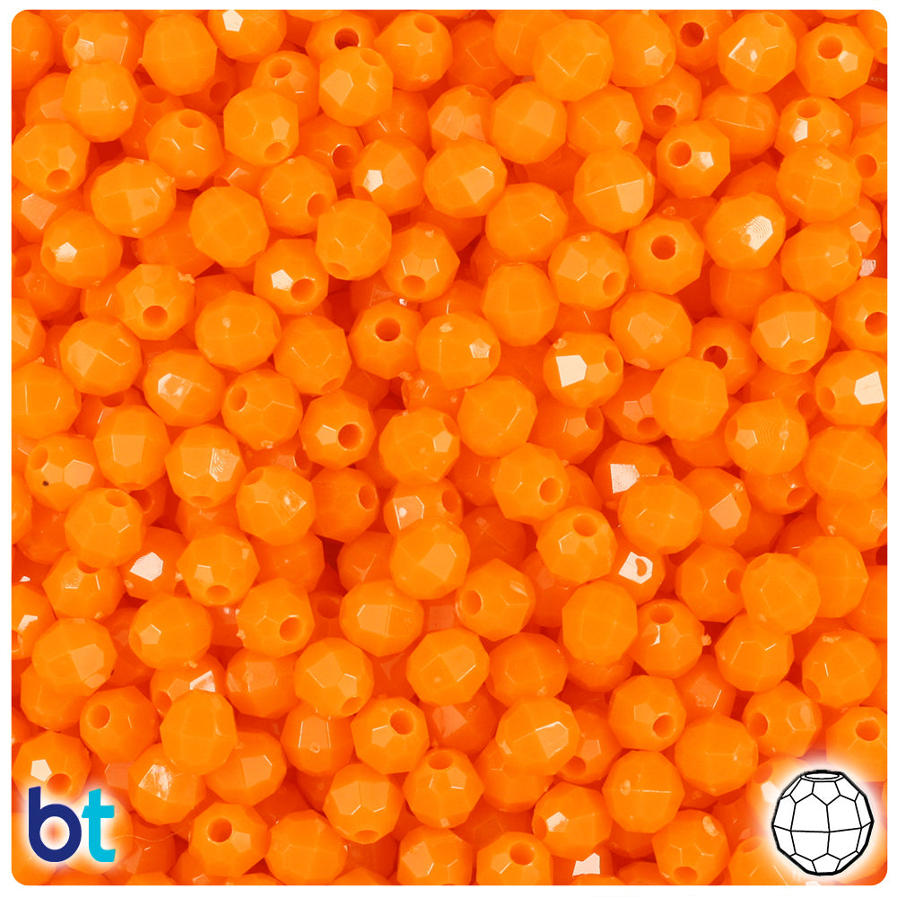 Orange Opaque 6mm Faceted Round Plastic Beads (600pcs)