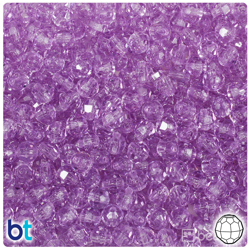 Light Amethyst Transparent 6mm Faceted Round Plastic Beads (600pcs)