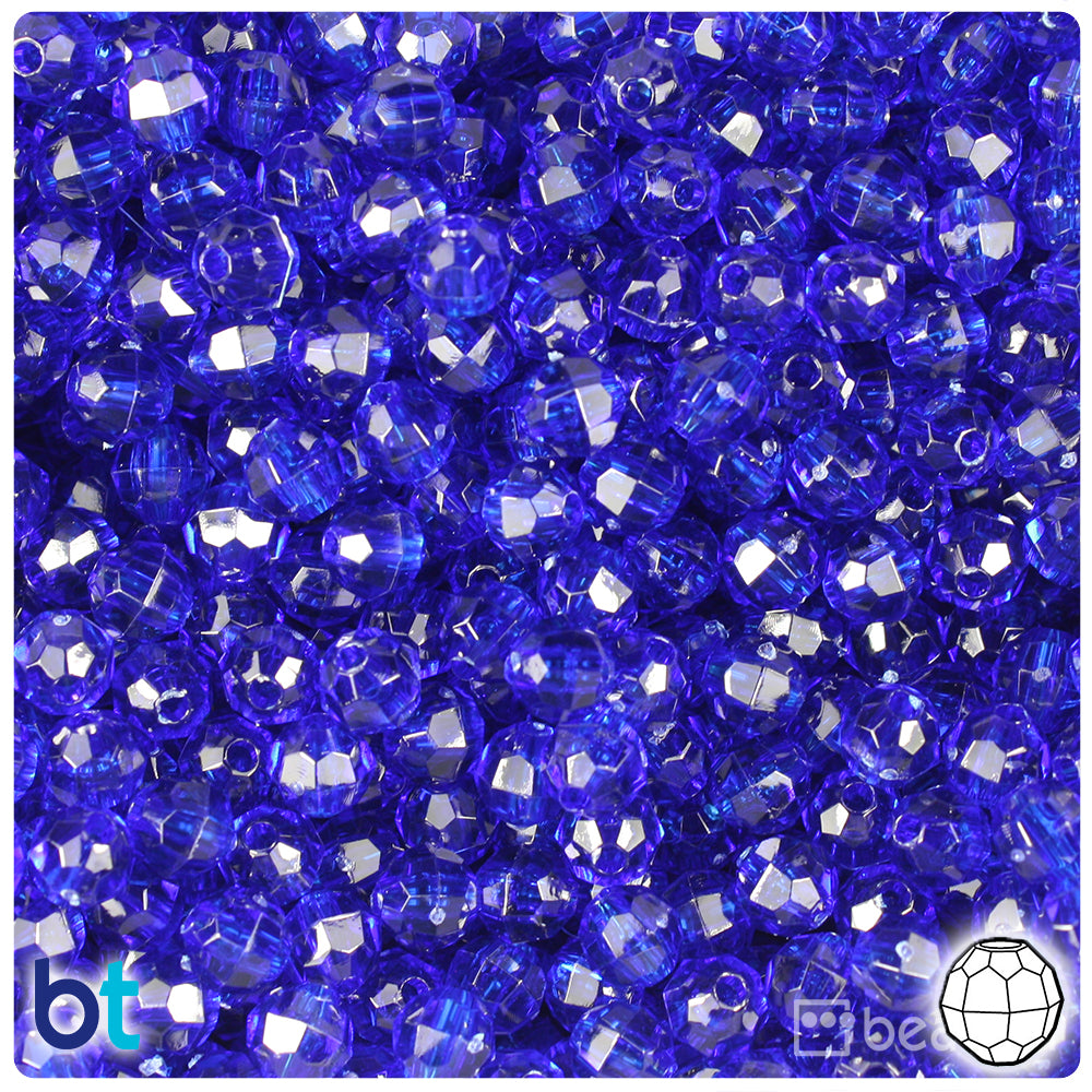 Midnight Transparent 6mm Faceted Round Plastic Beads (600pcs)