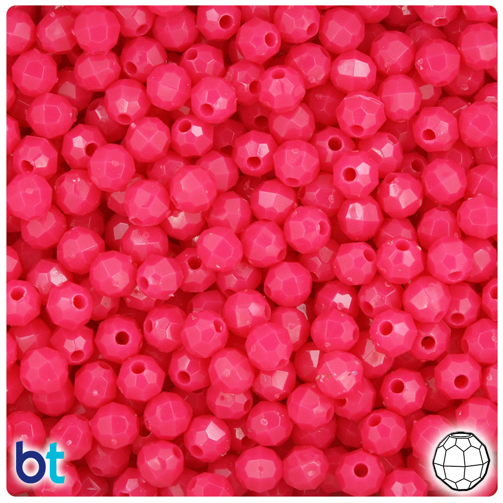 Magenta Neon Bright 6mm Faceted Round Plastic Beads (600pcs)