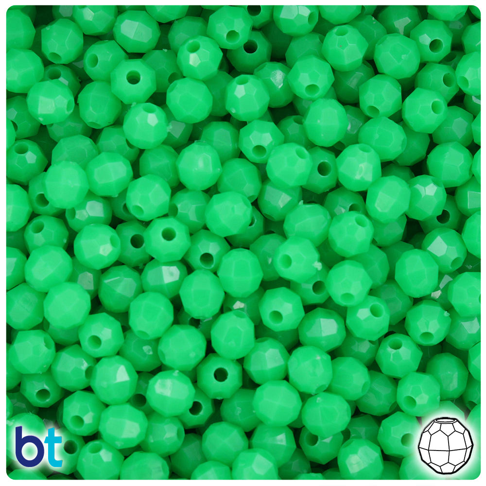 Grasshopper Neon Bright 6mm Faceted Round Plastic Beads (600pcs)