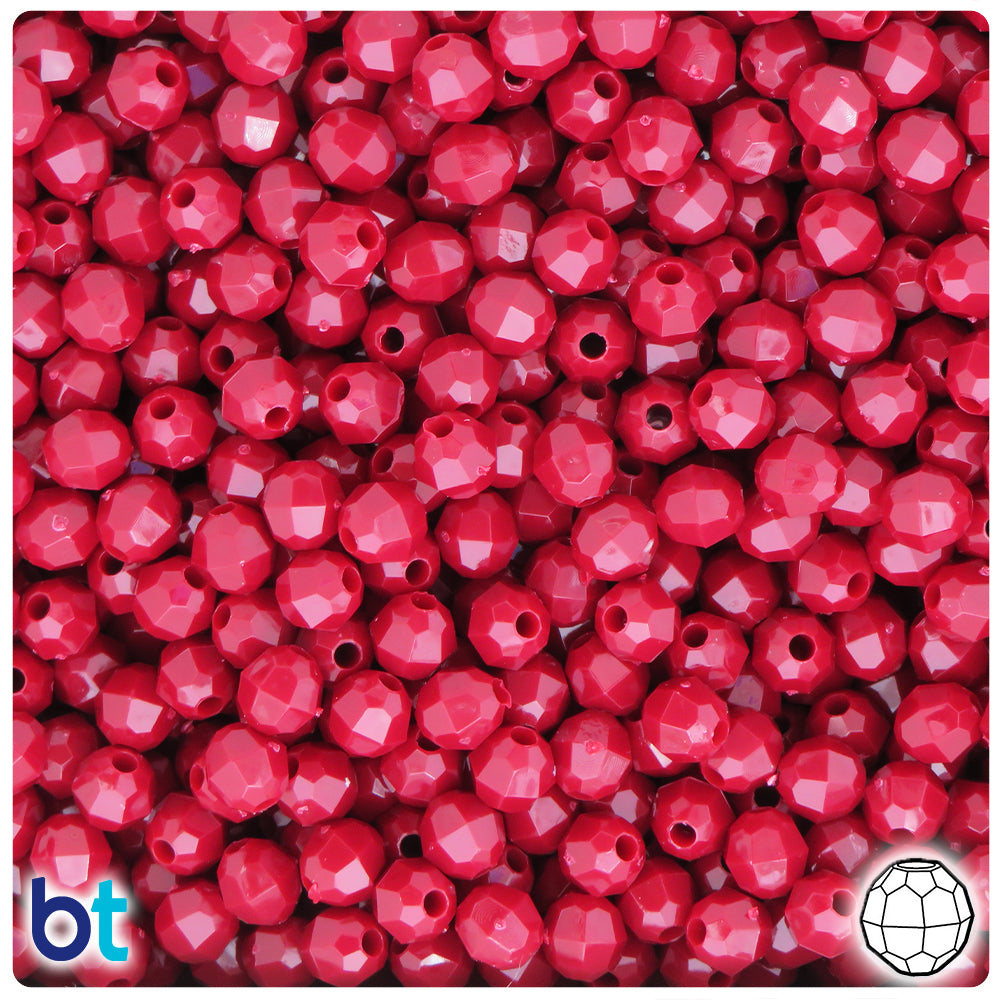 Burgundy Opaque 6mm Faceted Round Plastic Beads (600pcs)