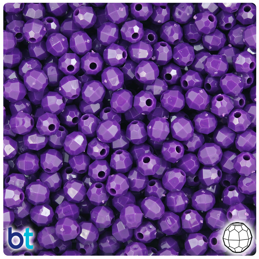 Plum Neon Bright 6mm Faceted Round Plastic Beads (600pcs)