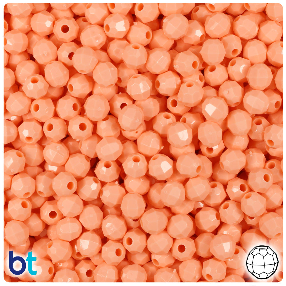 Peach Opaque 6mm Faceted Round Plastic Beads (600pcs)