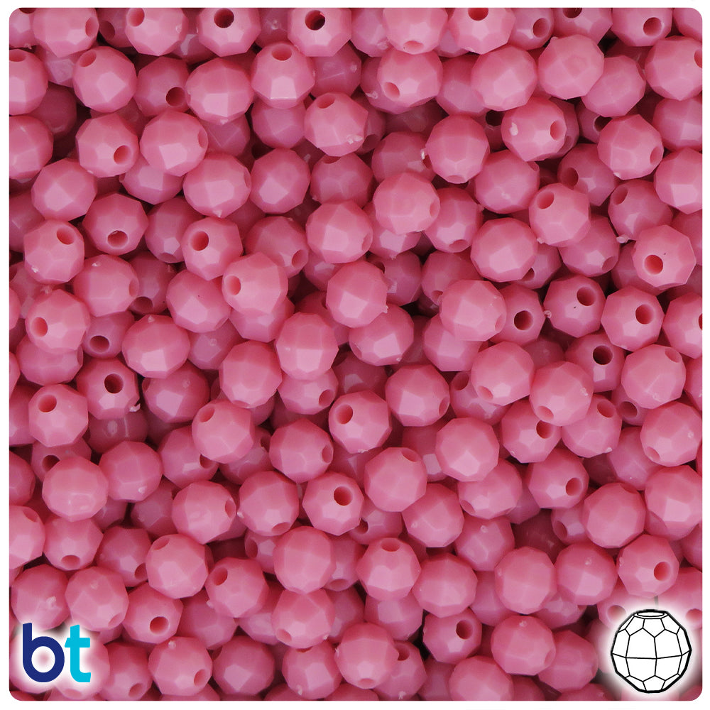 Mauve Opaque 6mm Faceted Round Plastic Beads (600pcs)