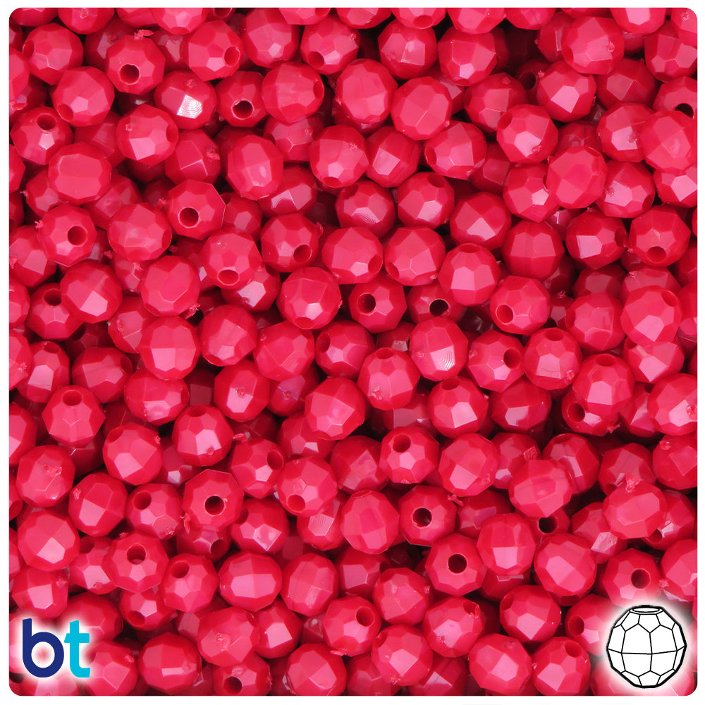 Red Pearl 6mm Faceted Round Plastic Beads (600pcs)