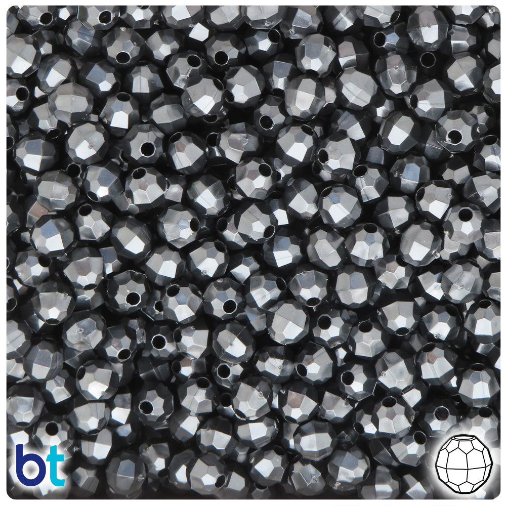Black Pearl 6mm Faceted Round Plastic Beads (600pcs)