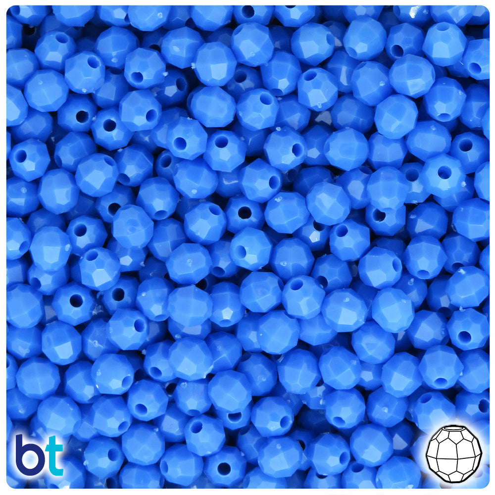 Periwinkle Opaque 6mm Faceted Round Plastic Beads (600pcs)