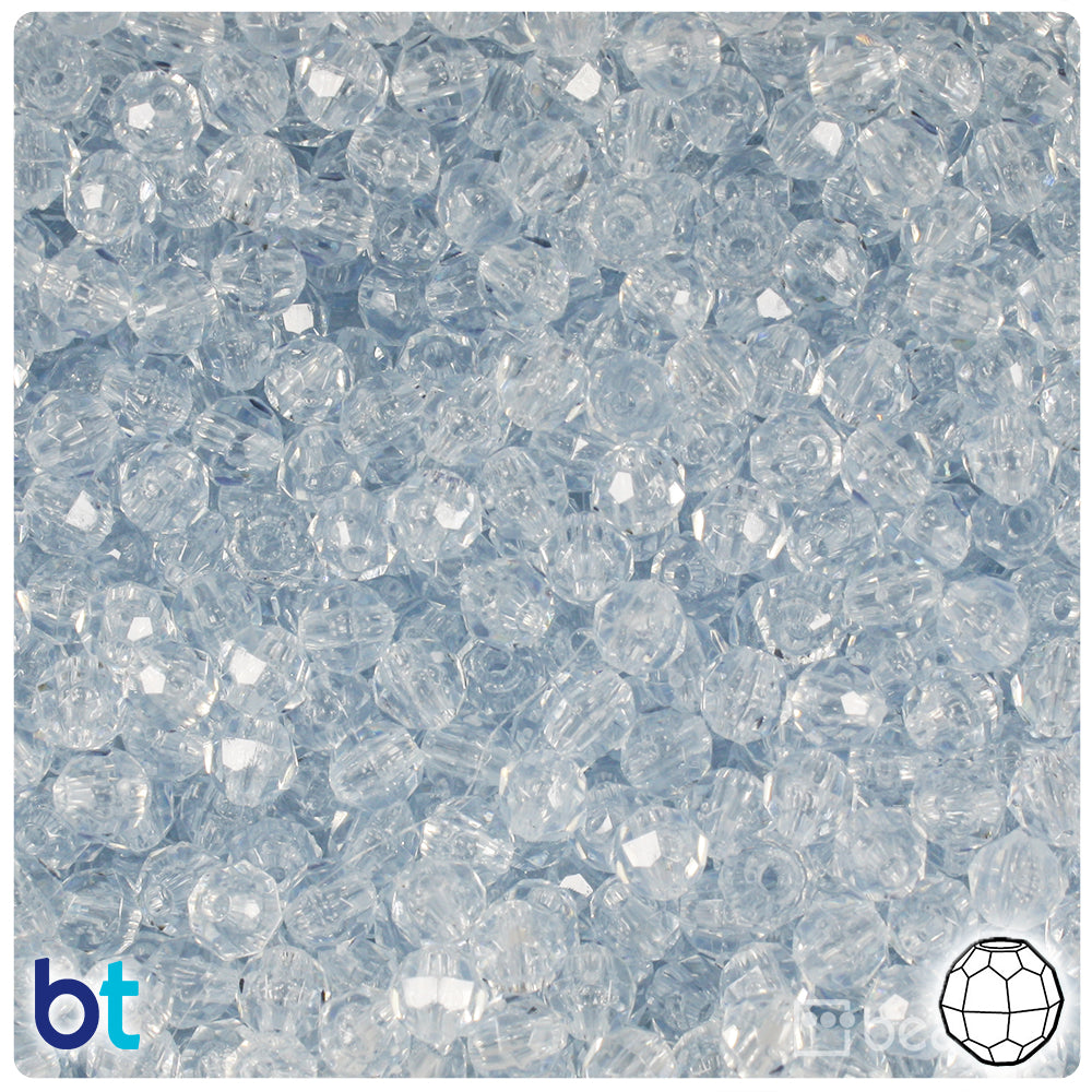 Ice Blue Transparent 6mm Faceted Round Plastic Beads (600pcs)