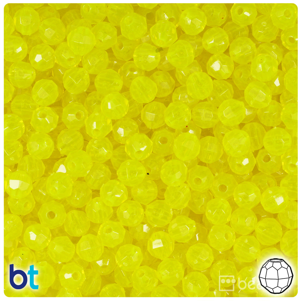 Lure Yellow Transparent 6mm Faceted Round Plastic Beads (600pcs)
