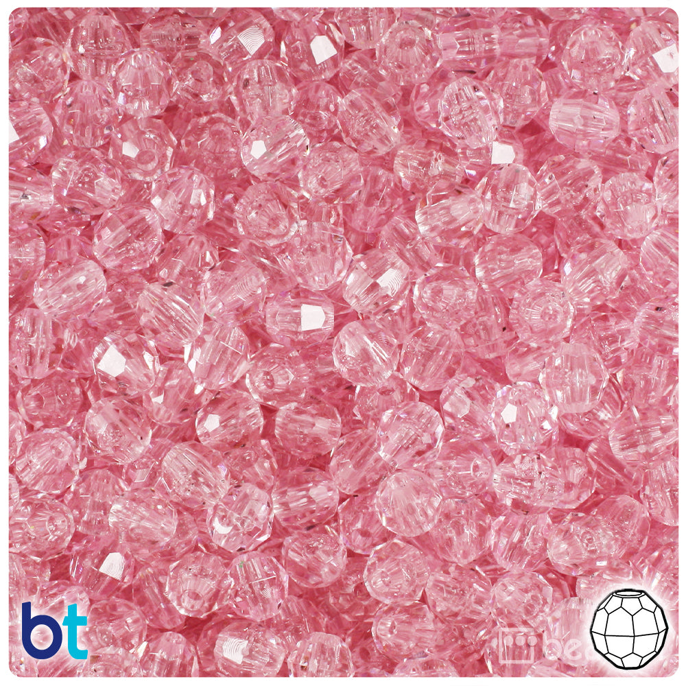 Pale Pink Transparent 6mm Faceted Round Plastic Beads (600pcs)