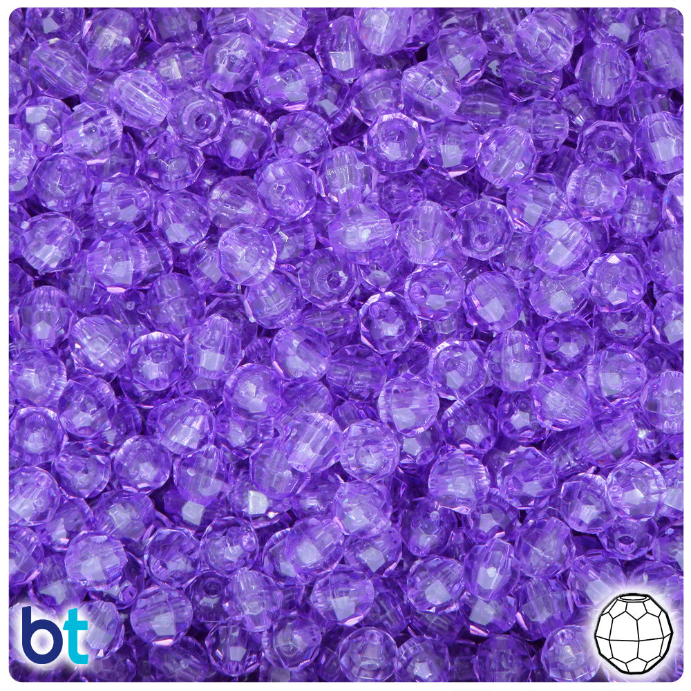 Pale Amethyst Transparent 6mm Faceted Round Plastic Beads (600pcs)