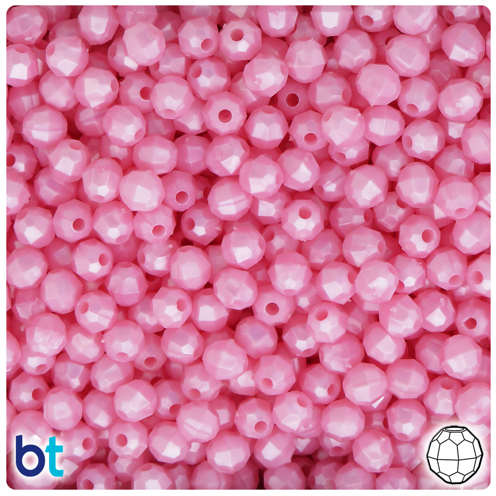Light Pink Pearl 6mm Faceted Round Plastic Beads (600pcs)