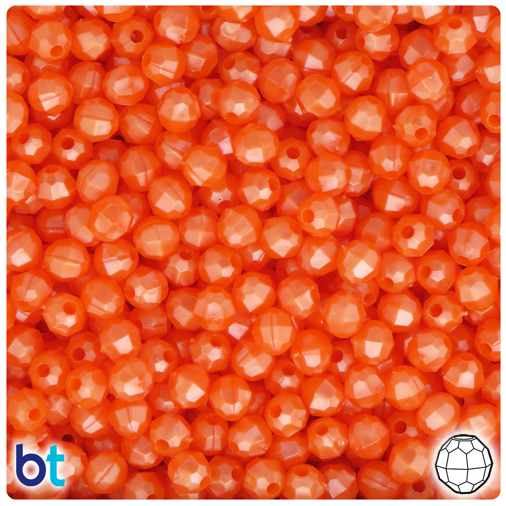 Orange Pearl 6mm Faceted Round Plastic Beads (600pcs)