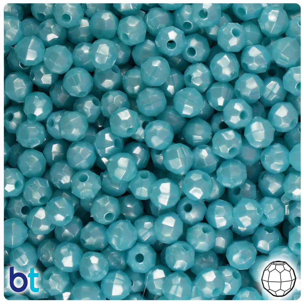 Light Blue Pearl 6mm Faceted Round Plastic Beads (600pcs)