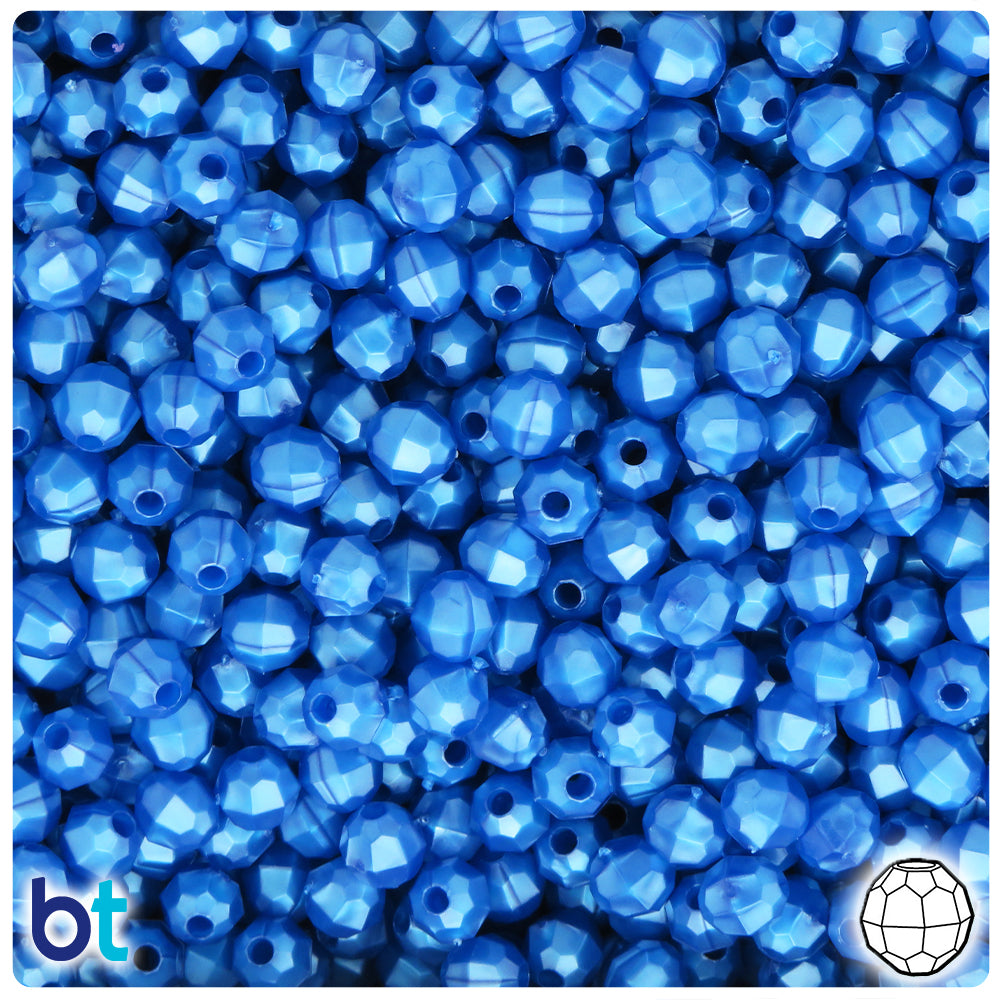 Dark Blue Pearl 6mm Faceted Round Plastic Beads (600pcs)