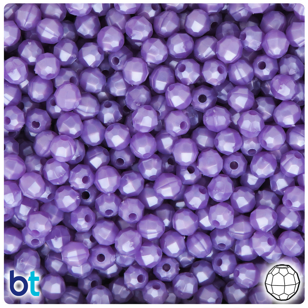 Light Purple Pearl 6mm Faceted Round Plastic Beads (600pcs)