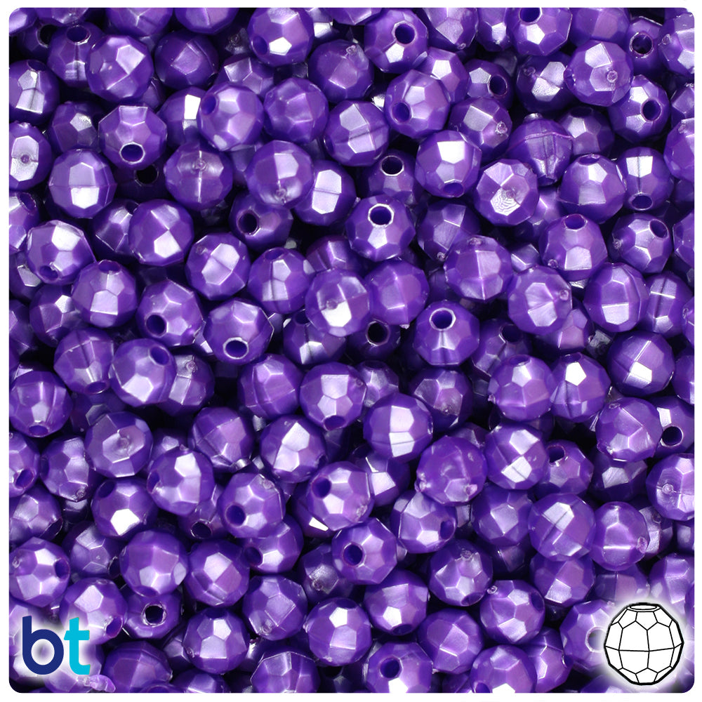 Dark Purple Pearl 6mm Faceted Round Plastic Beads (600pcs)
