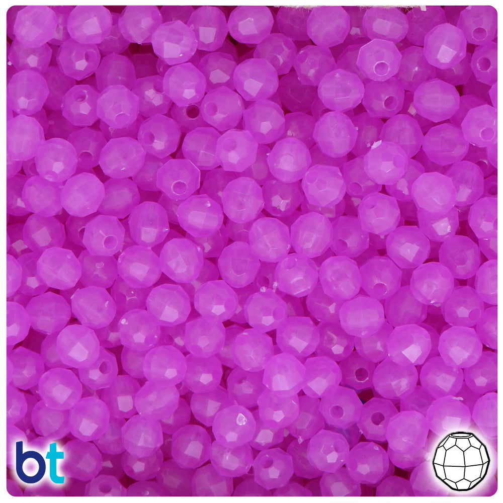 Purple Glow 6mm Faceted Round Plastic Beads (600pcs)