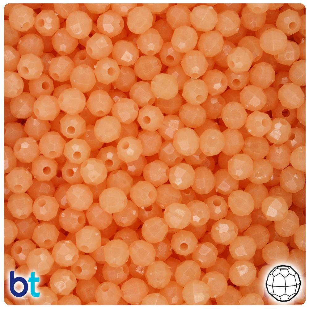 Orange Glow 6mm Faceted Round Plastic Beads (600pcs)