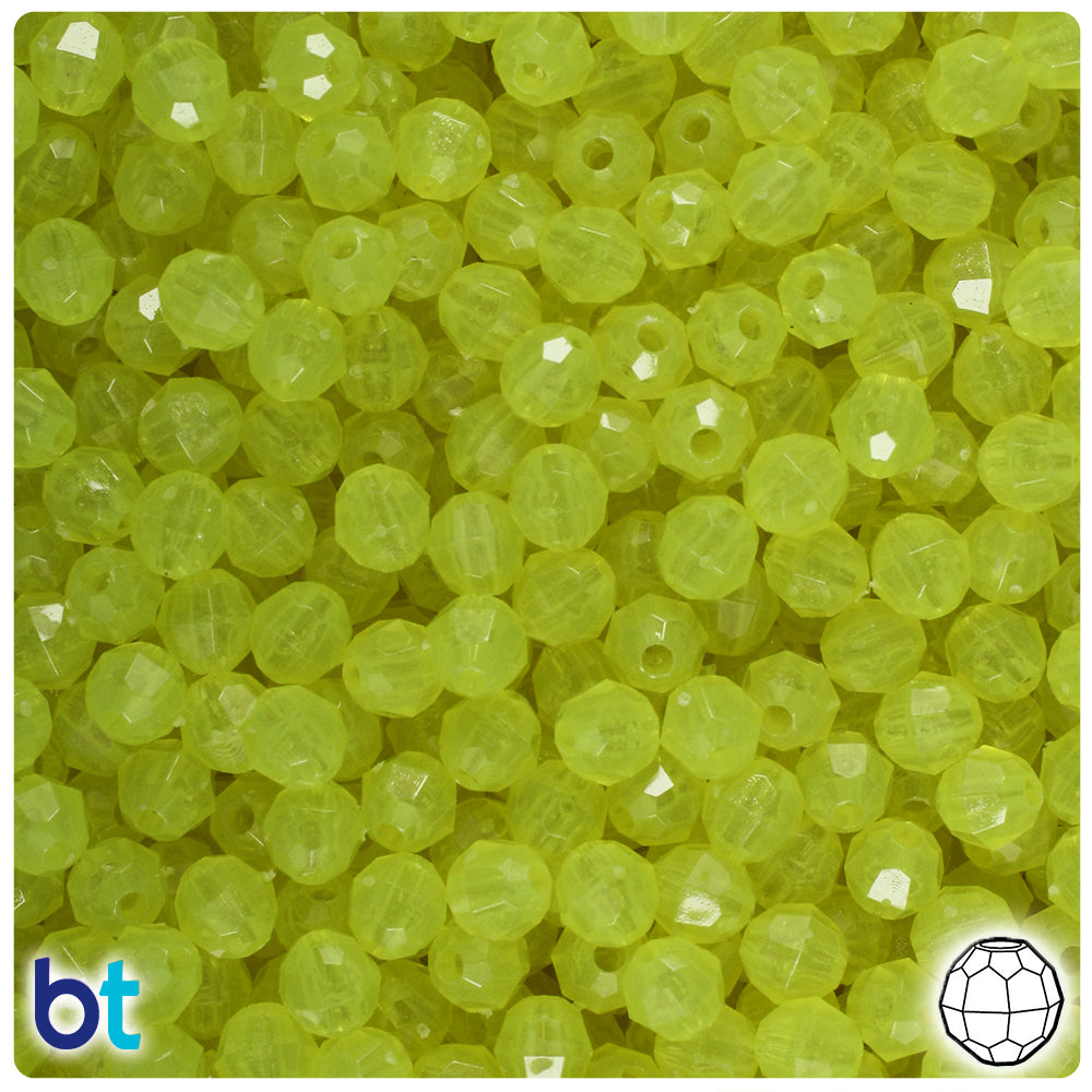 Yellow Glow 6mm Faceted Round Plastic Beads (600pcs)