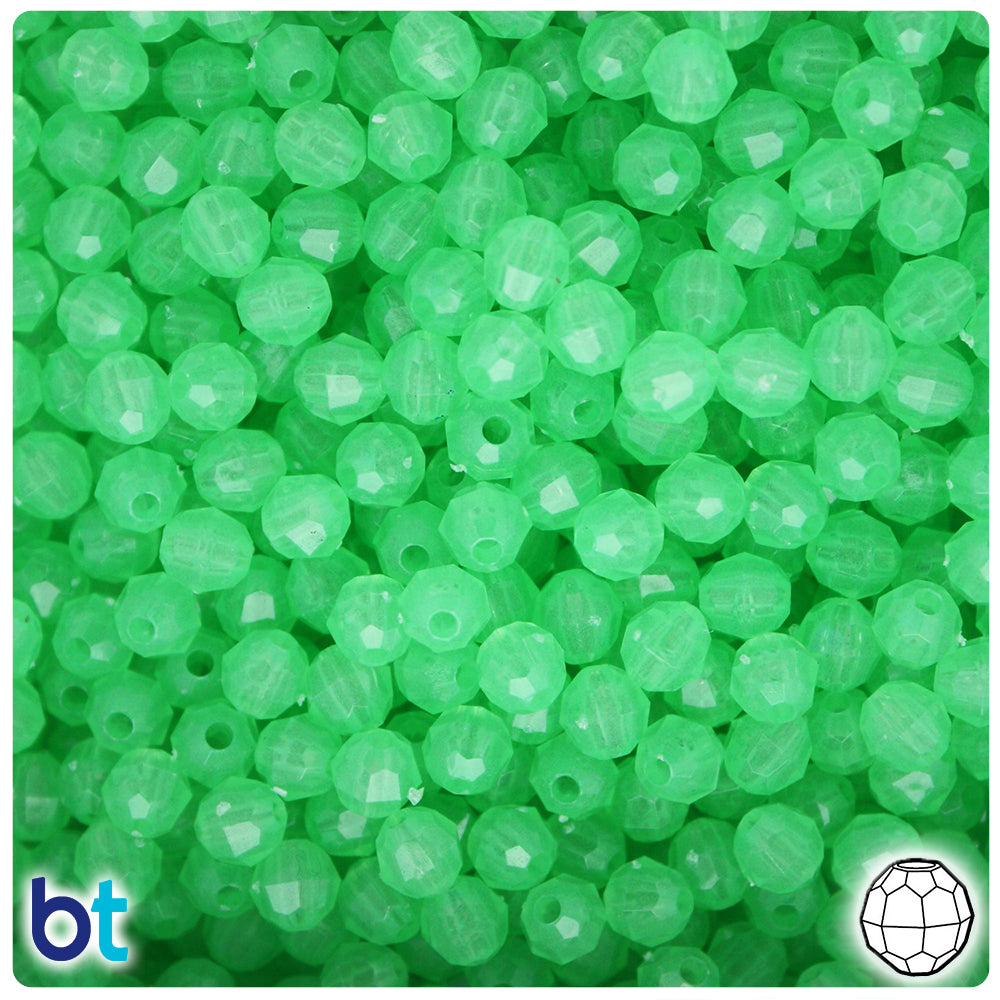 Green Glow 6mm Faceted Round Plastic Beads (600pcs)