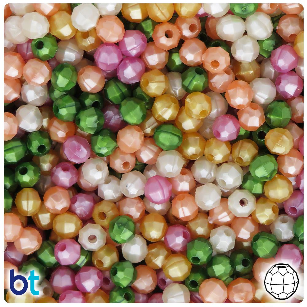 Warm Pearl Mix 6mm Faceted Round Plastic Beads (600pcs)