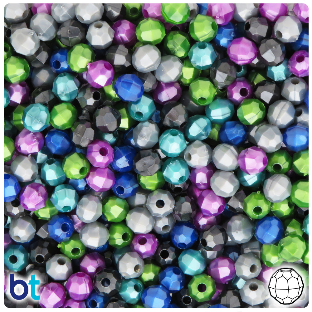 Cool Black Pearl Mix 6mm Faceted Round Plastic Beads (600pcs)
