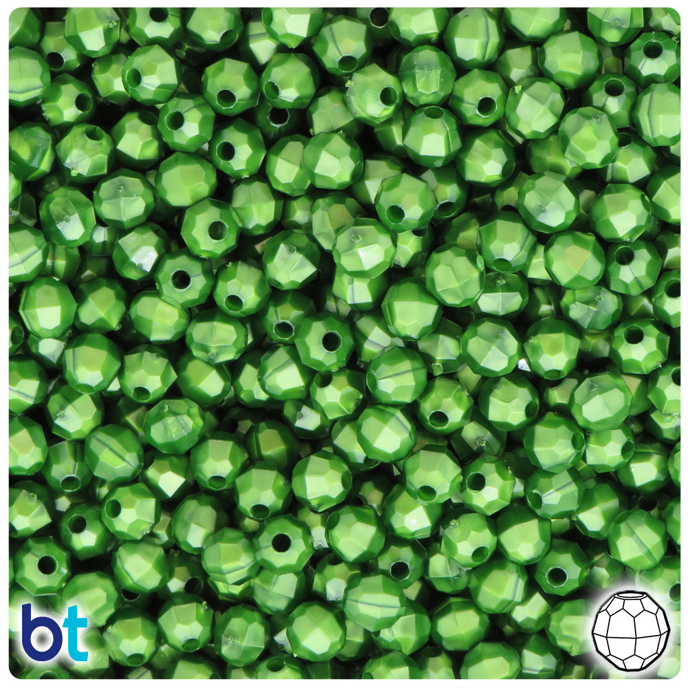 Dark Green Pearl 6mm Faceted Round Plastic Beads (600pcs)