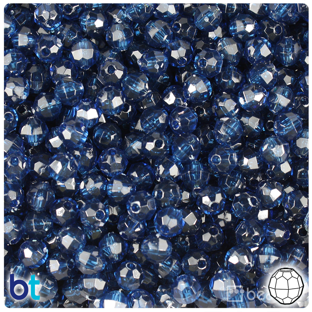 Montana Blue Transparent 6mm Faceted Round Plastic Beads (600pcs)